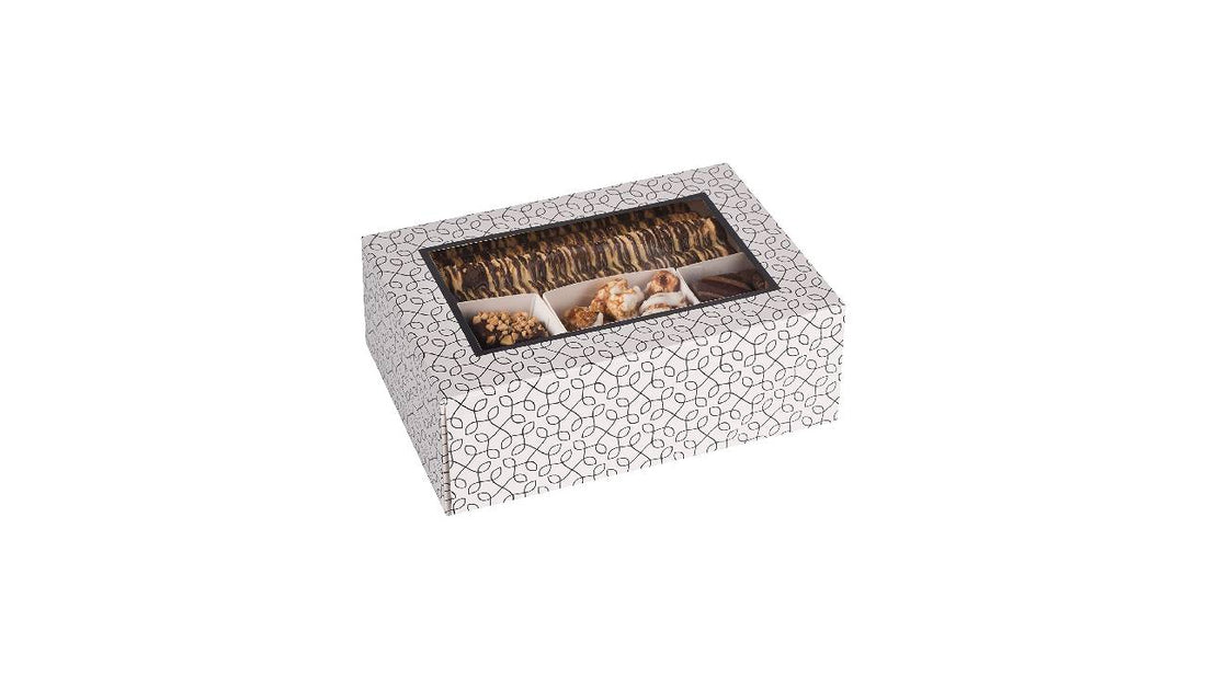 Window Box 7"X5"X2.5" Black and White With Six Sections 6 Pack