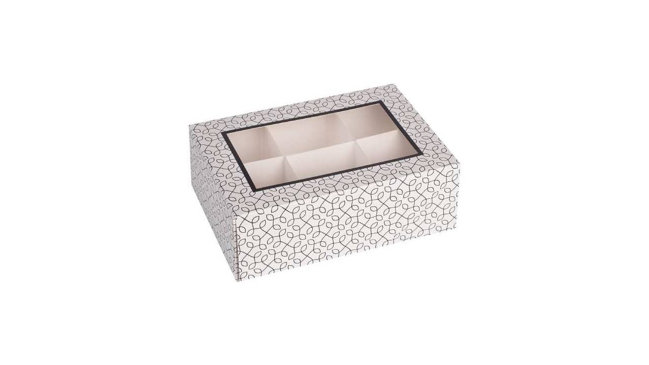 Window Box 7"X5"X2.5" Black and White With Six Sections 6 Pack