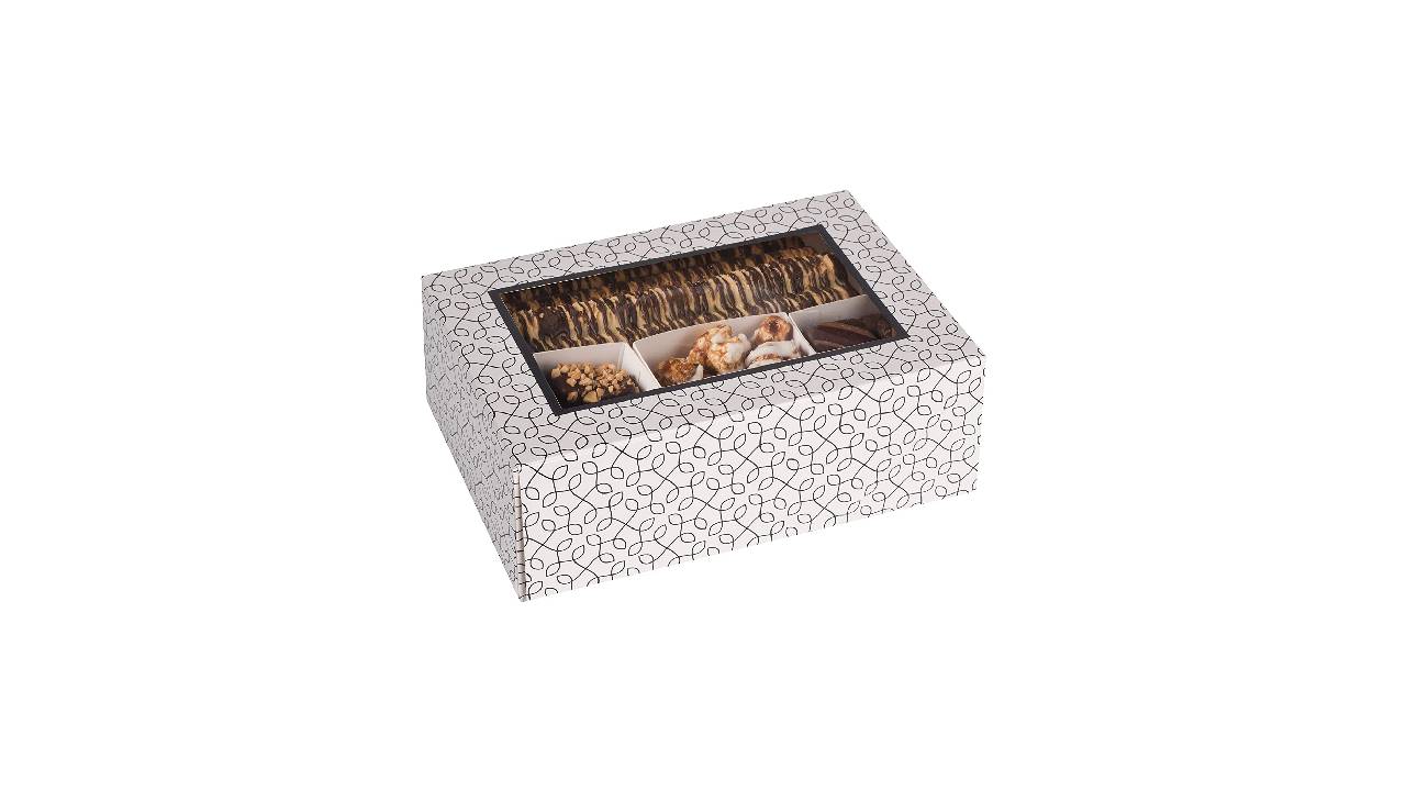 Window Box 7"X5"X2.5" Black and White With Six Sections 6 Pack