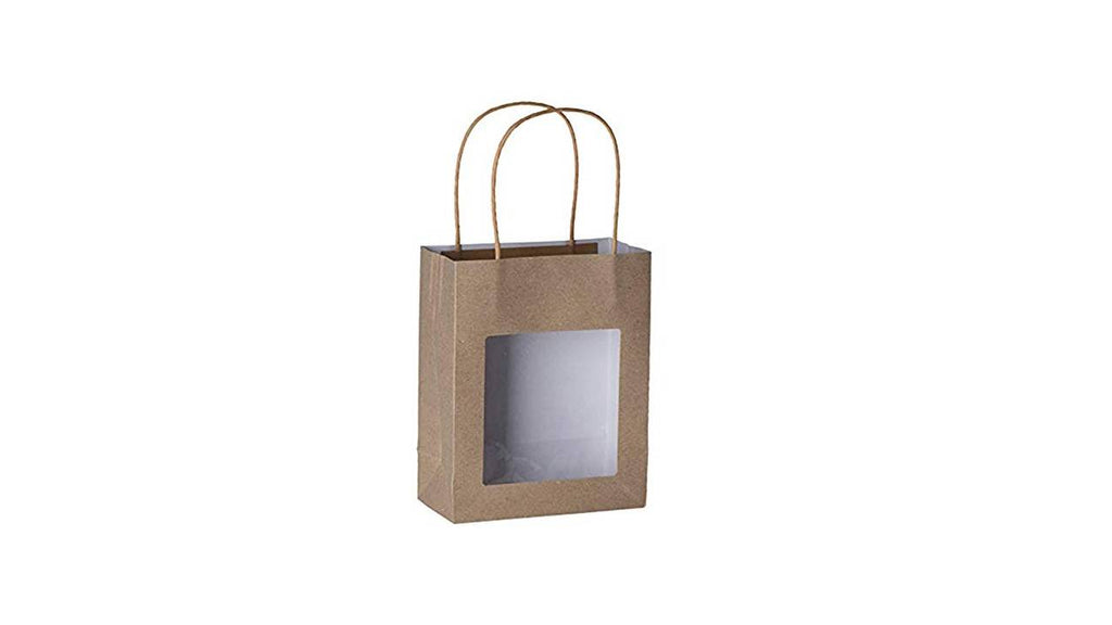Brown Kraft Paper Bag With Window 10 Pack 7.75"X 6.25"X 3"