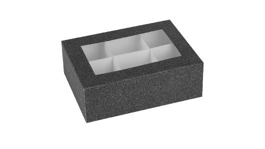 Window Box With Six Sections 7"X5"X2.5" Black 6 Pack