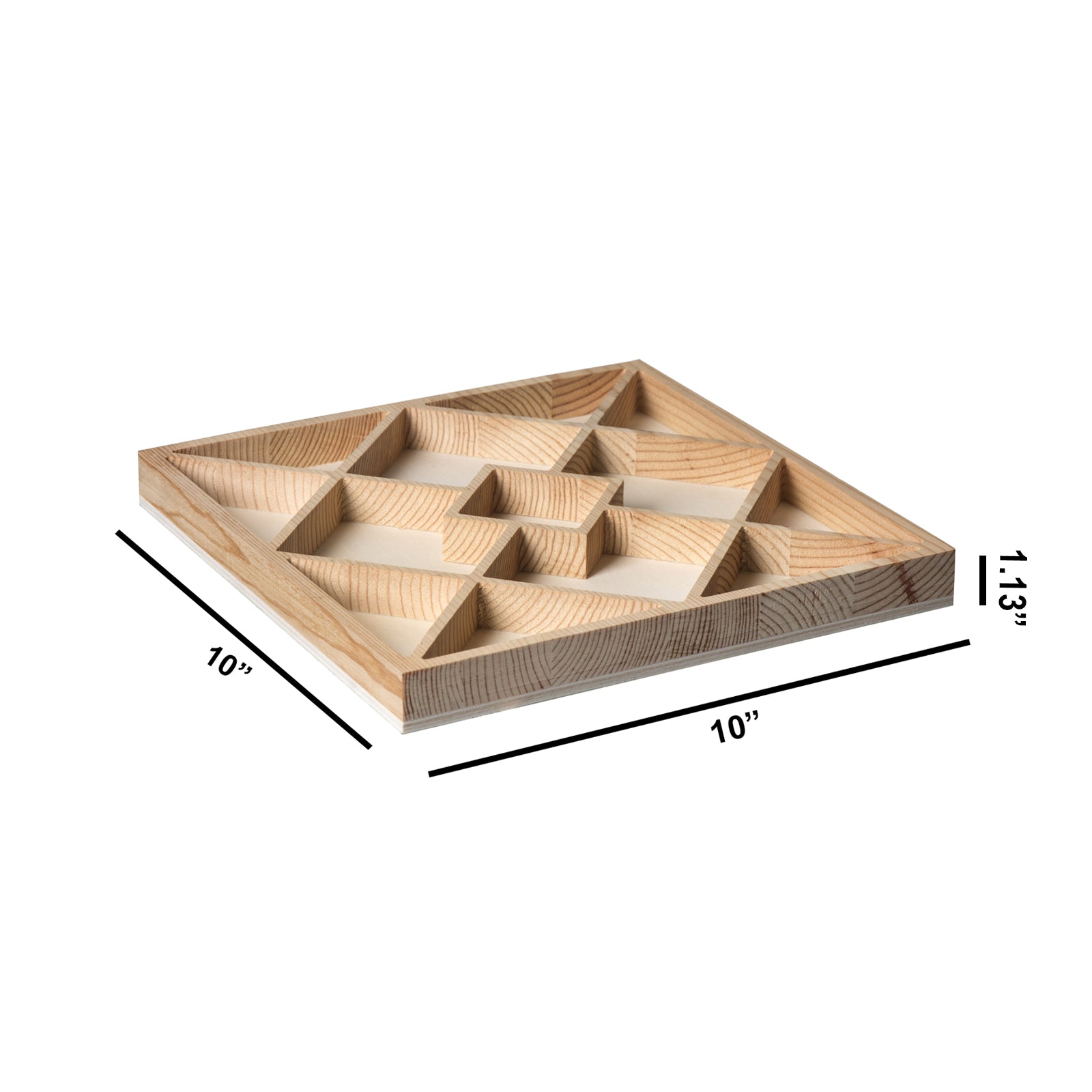 Square Sectional Wooden Trays 2 Pack 10"X10"X1.13"