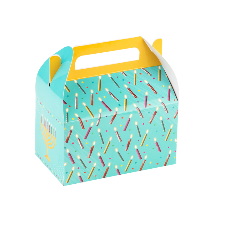 Fun Chanuka Party Favor Treat Boxes Easy Assemble 6.25x3.75x3.5 Inches  10 Pack