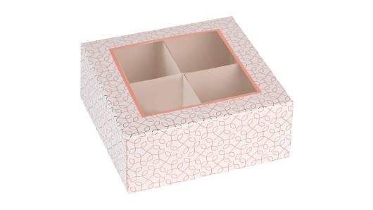 Window Box 6"X6"X2.5" Rose Gold With Four Sections 6 Pack