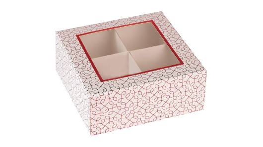 Window Box With Four Sections Red 6 Pack