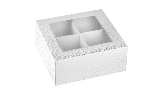 Window Box 6"X6"X2.5" Silver With Four Sections 6 Pack