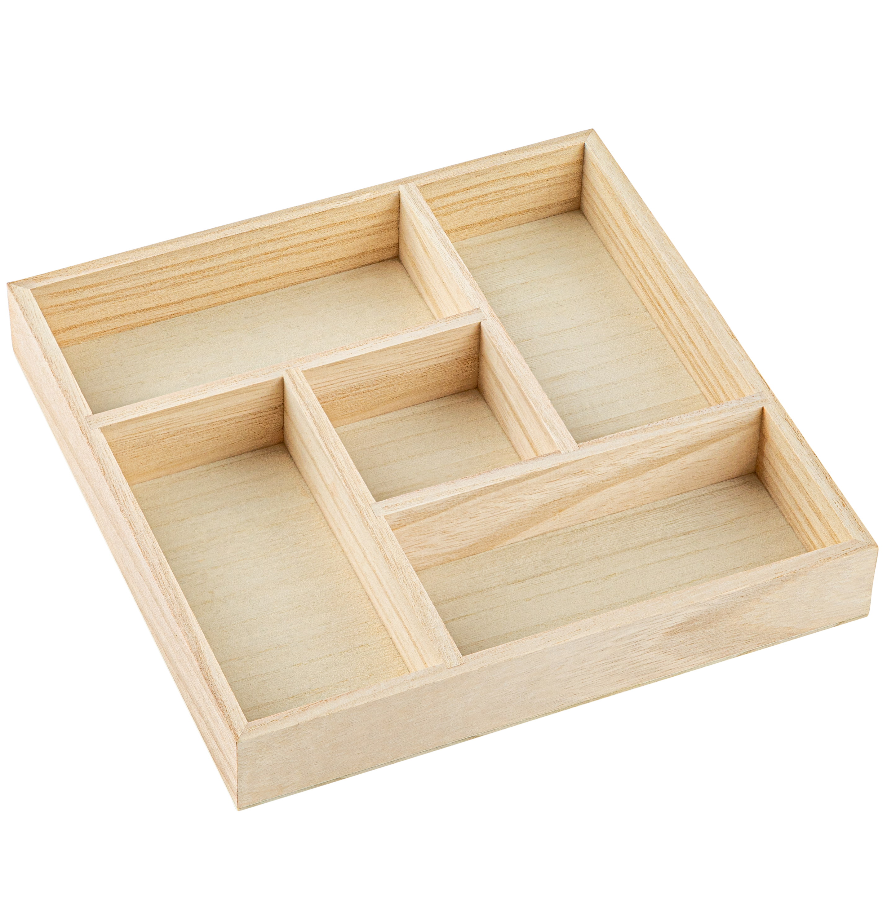 Wooden Tray with 5 Sections 3 Pack Platters 8”x8”x1.22"