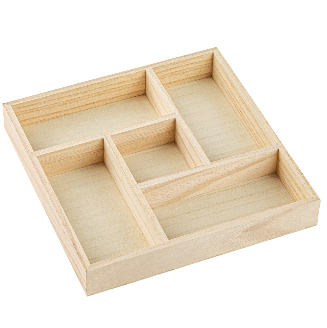 Wooden Tray with 5 Sections 3 Pack Platters 8”x8”x1.22"