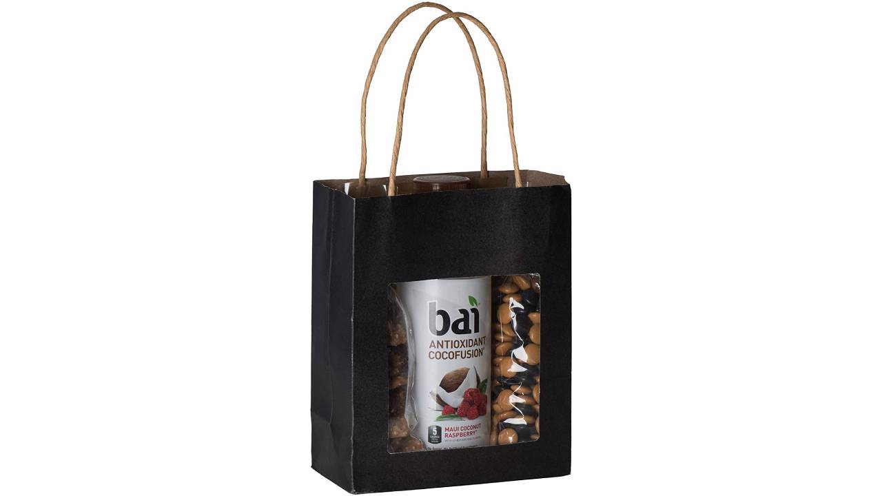 Black Kraft Paper Bag With Window 10 Pack 7.75"X 6.25"X 3"