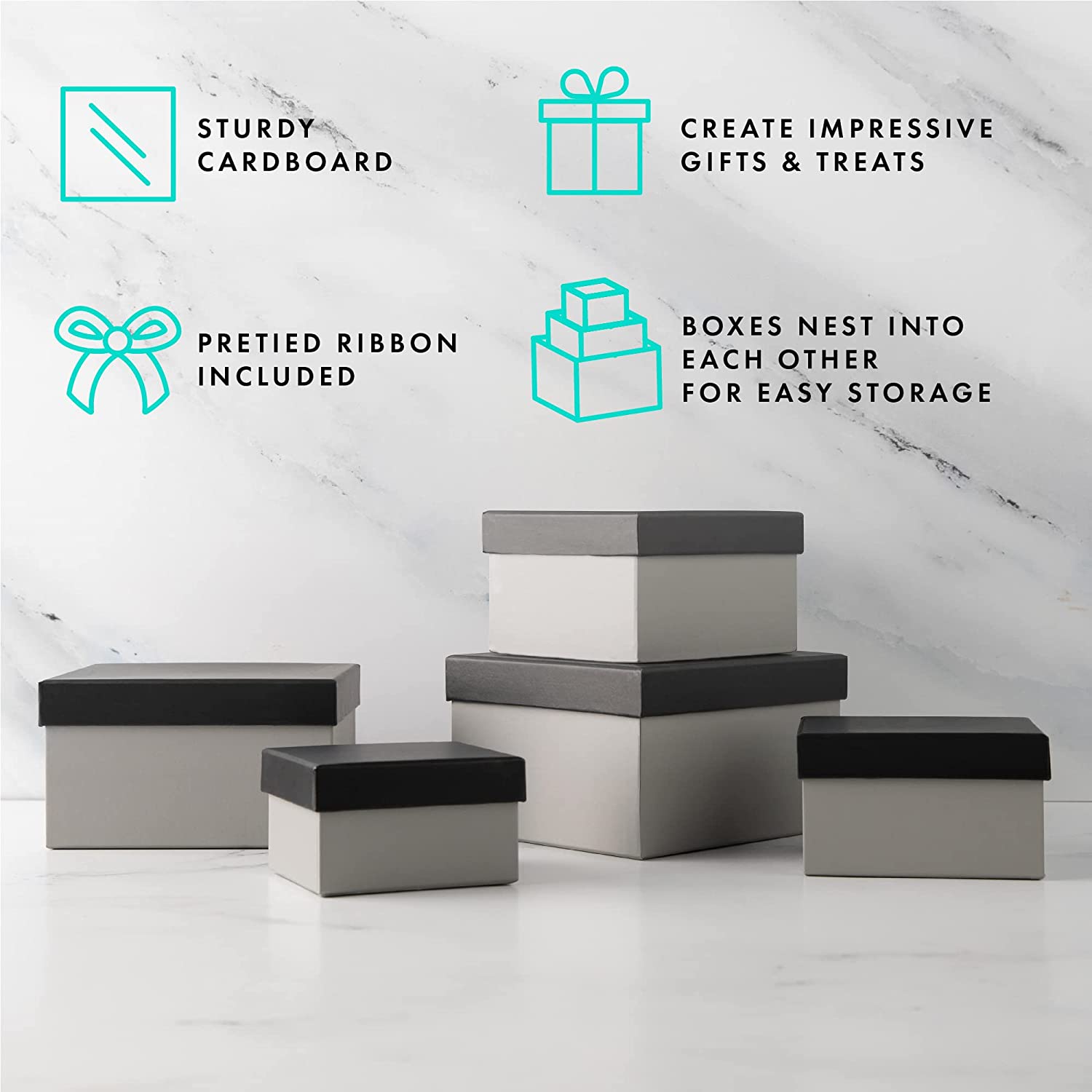 Rectangle Gift Box Tower With Ribbon