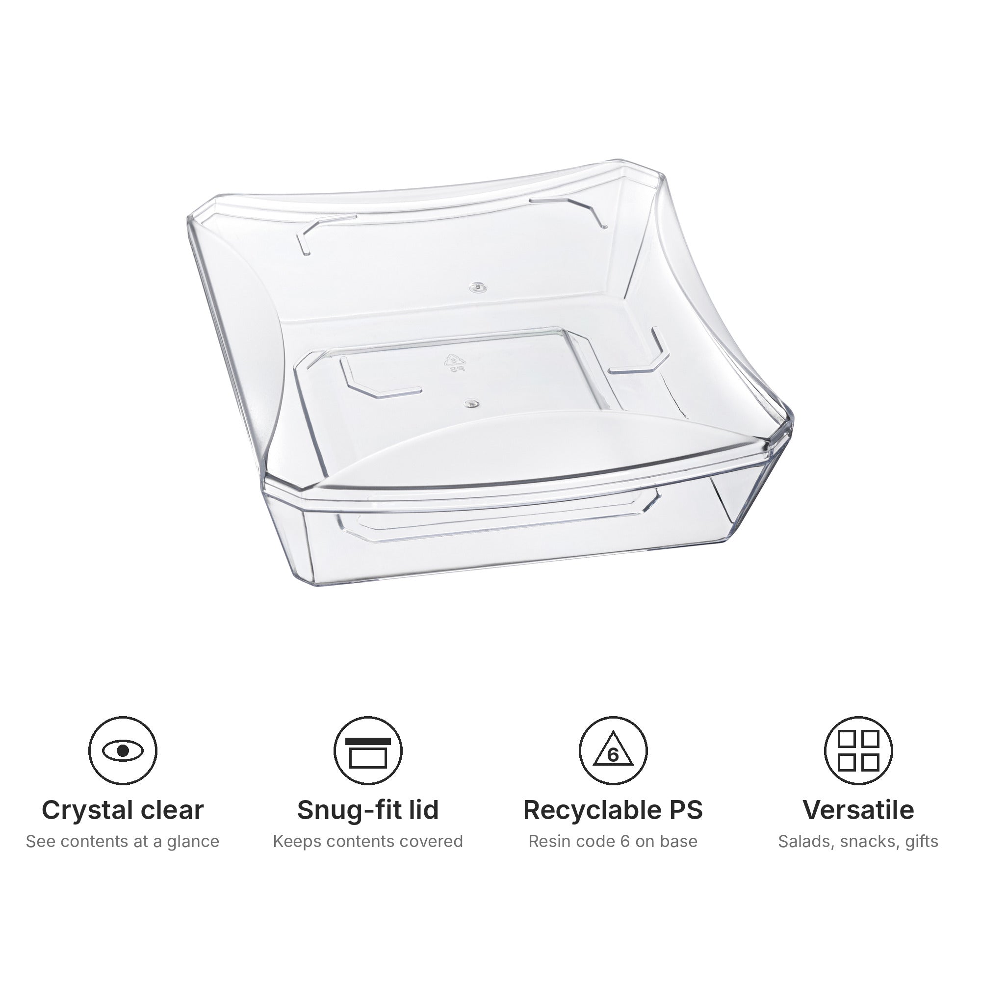 Clear Acrylic Square Salad Bowls 12 Pack