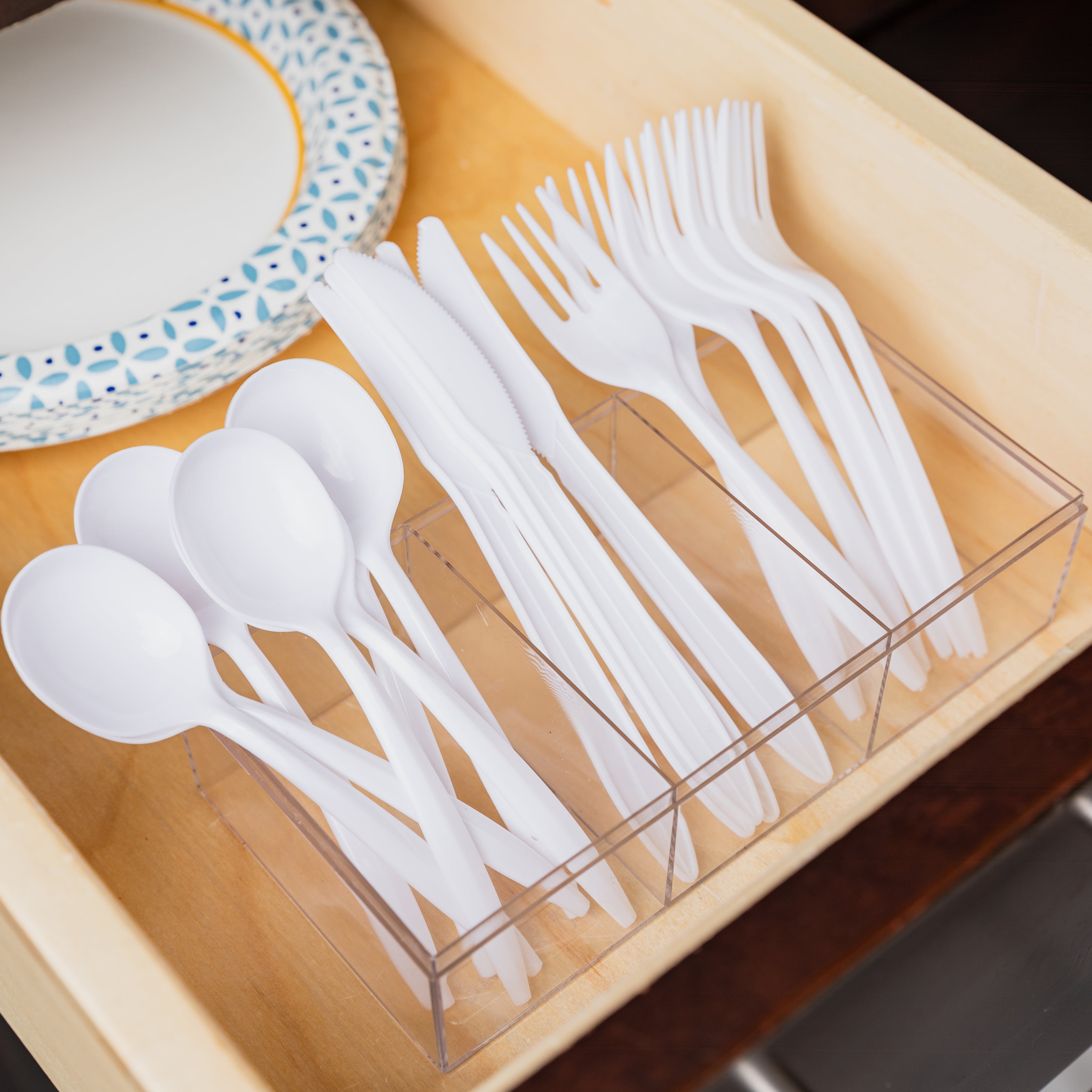 Clear Acrylic Boxes 7.5"X3.75"X2" Three Sectional 4 Pack