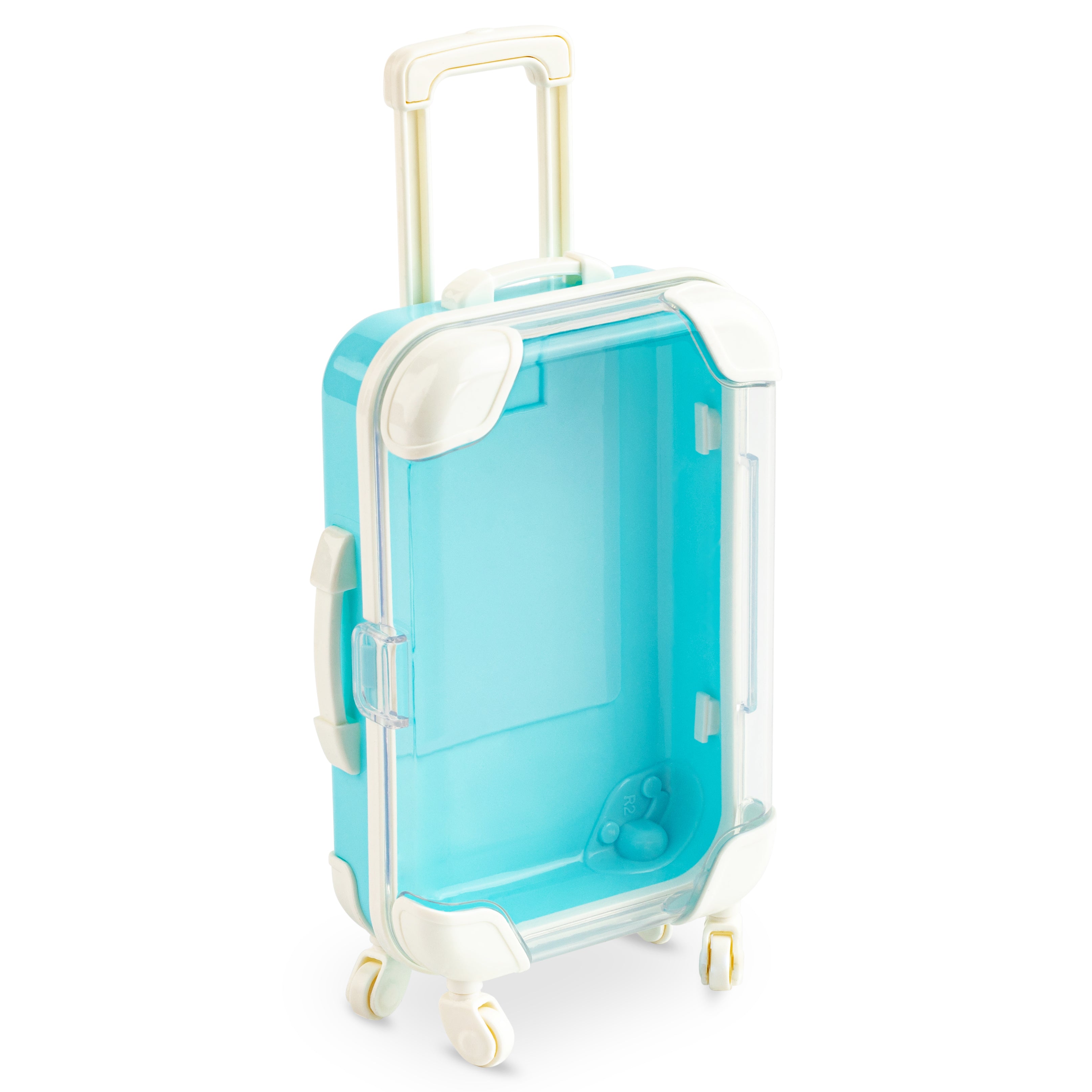 Miniature Plastic Rolling Suitcase with Transparent Lid 6.7x2.95x1.38 6 Pack