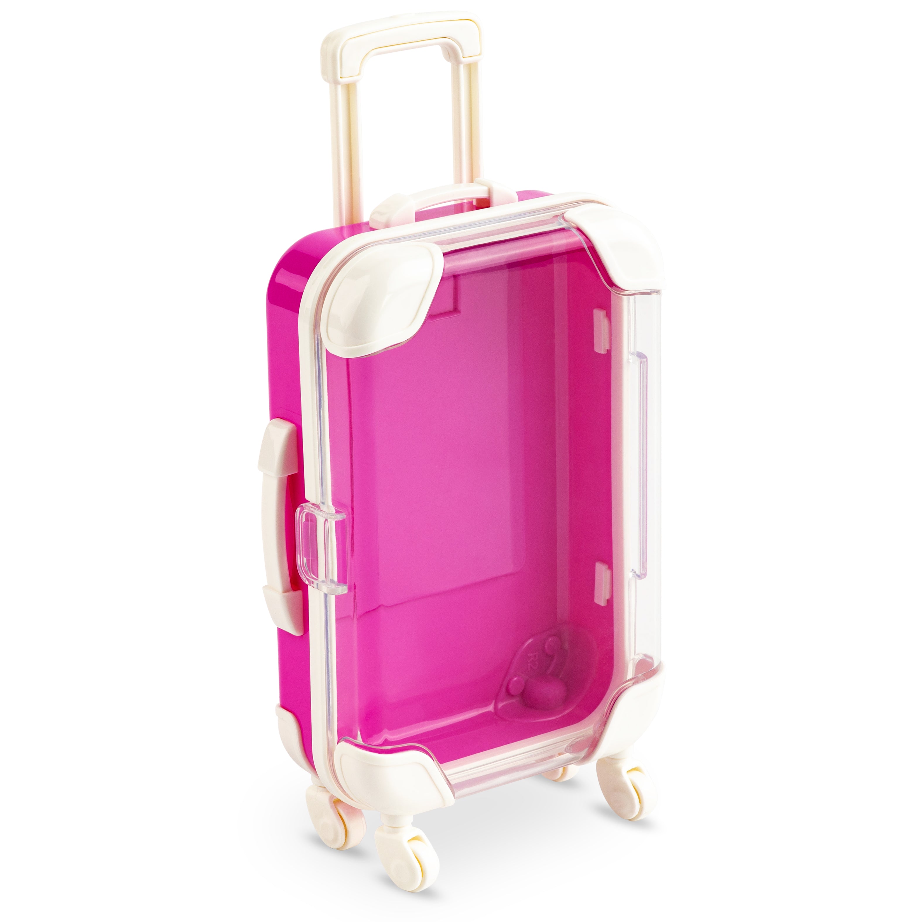Miniature Plastic Rolling Suitcase with Transparent Lid 6.7x2.95x1.38 6 Pack
