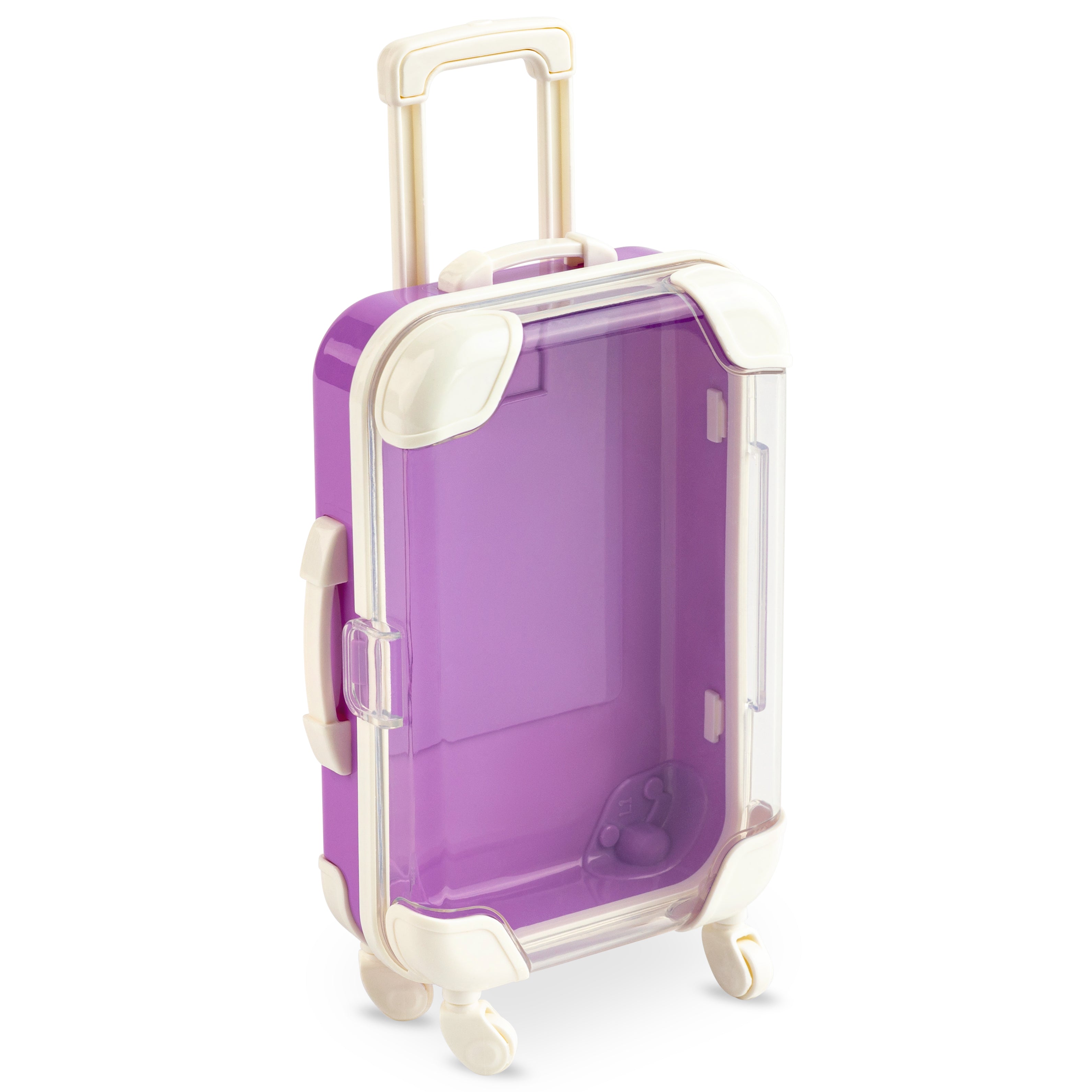 Miniature Plastic Rolling Suitcase with Transparent Lid 6.7x2.95x1.38 6 Pack