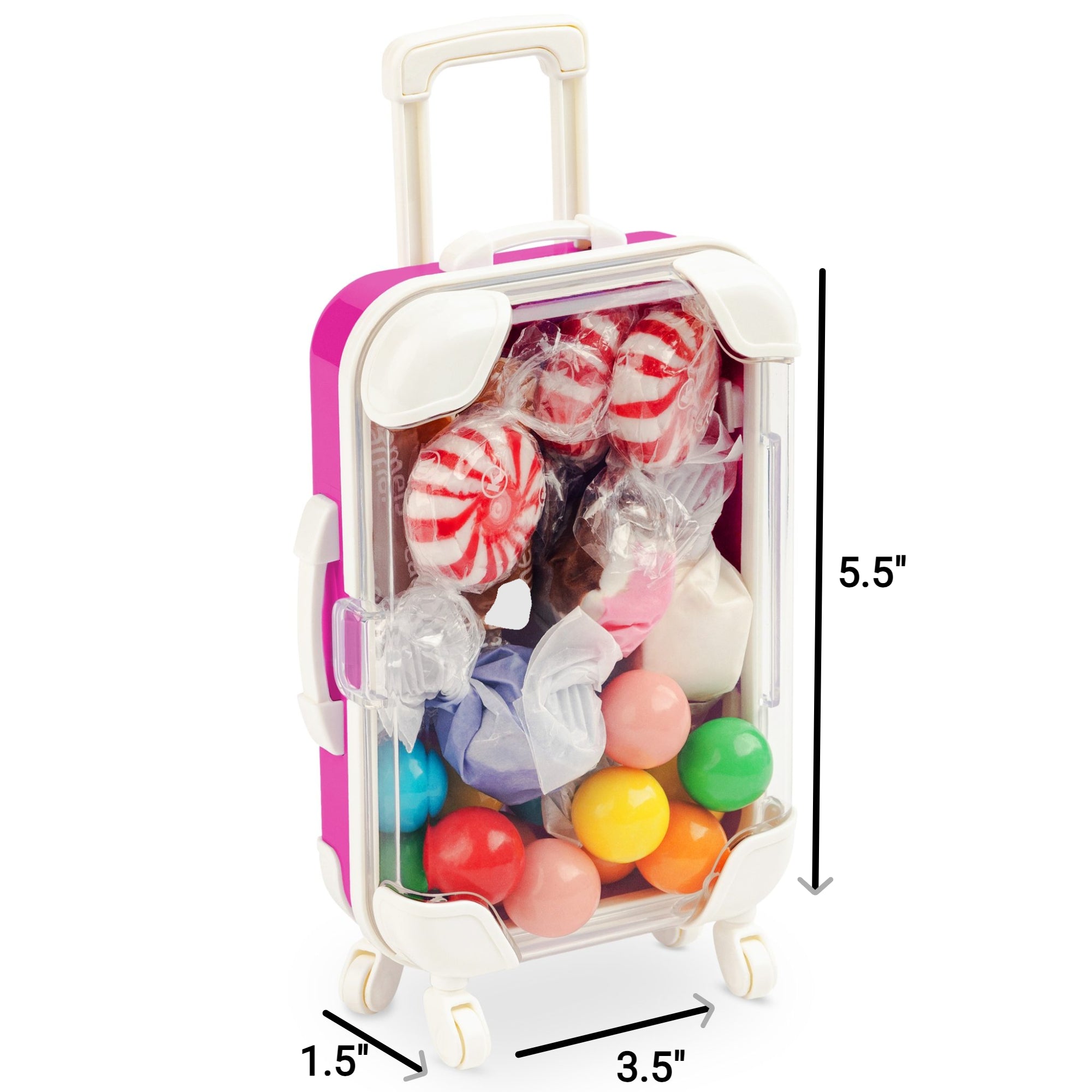 Miniature Plastic Rolling Suitcase with Transparent Lid 6.7x2.95x1.38 6 Pack
