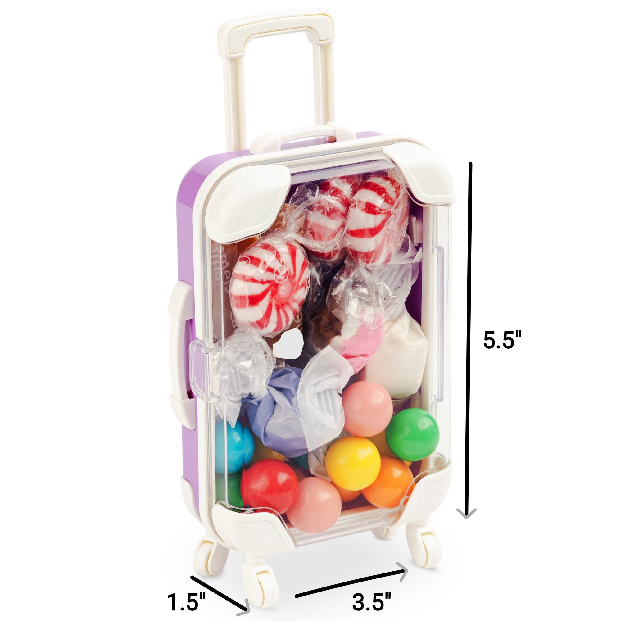 Miniature Plastic Rolling Suitcase with Transparent Lid 6.7x2.95x1.38 6 Pack