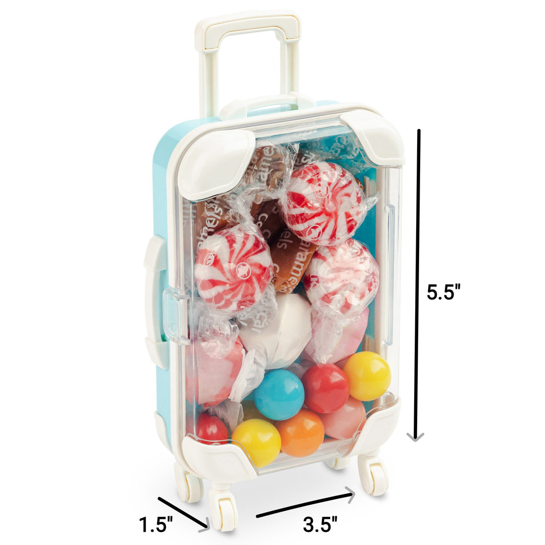 Miniature Plastic Rolling Suitcase with Transparent Lid 6.7x2.95x1.38 6 Pack