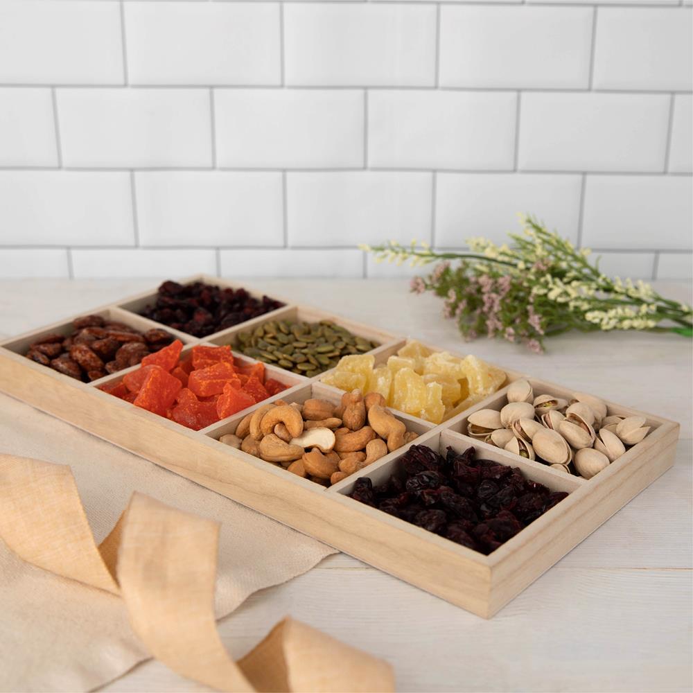 Rectangular Sectional Wooden Trays 2 Pack 7"X14"X1.25"