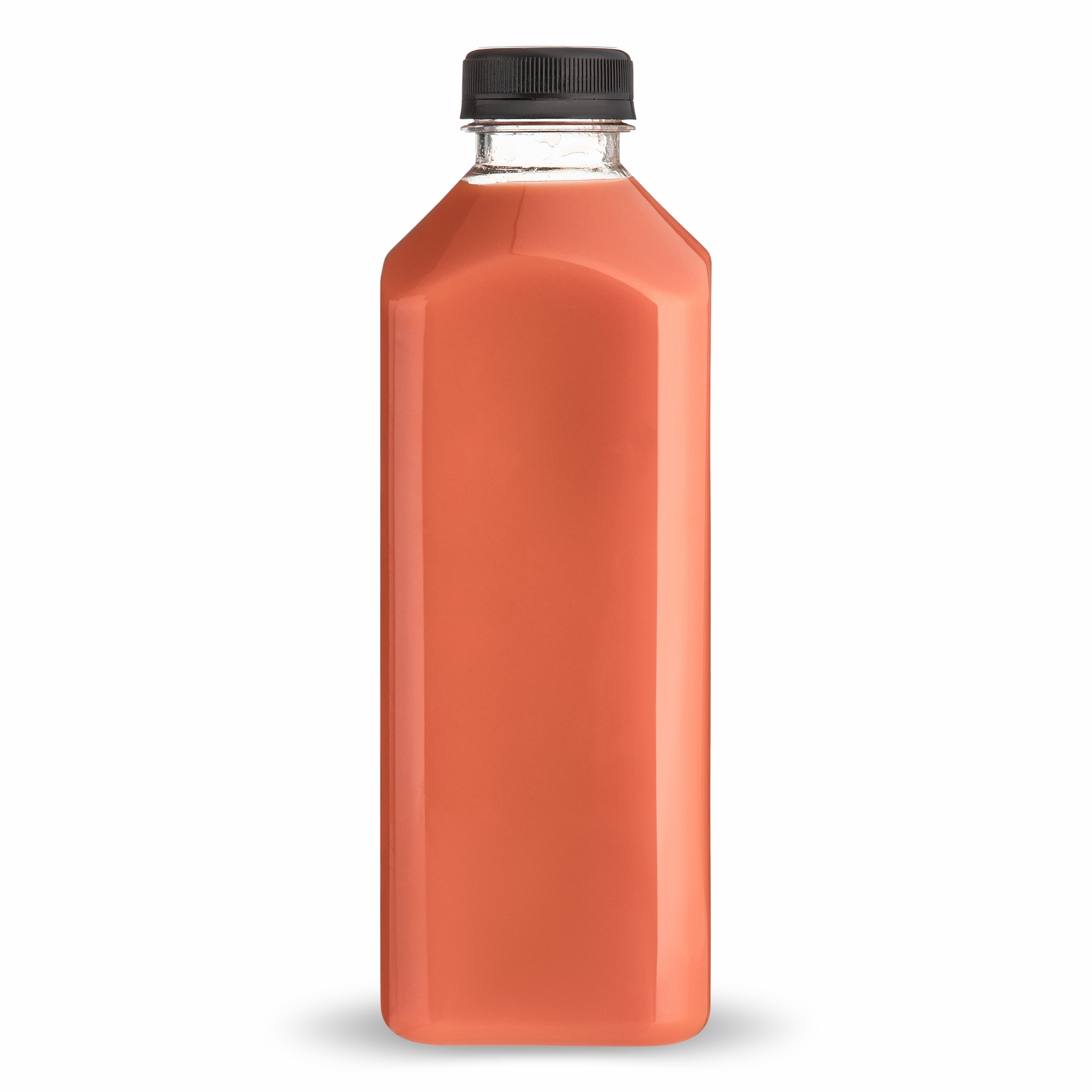 Clear Bottles PET SQUARE with black lid 24 pack