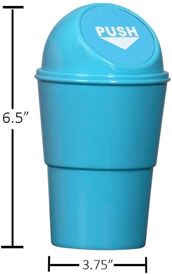 Mini Trash Cans Red Blue Yellow & Orange 3.75" X 6.5"