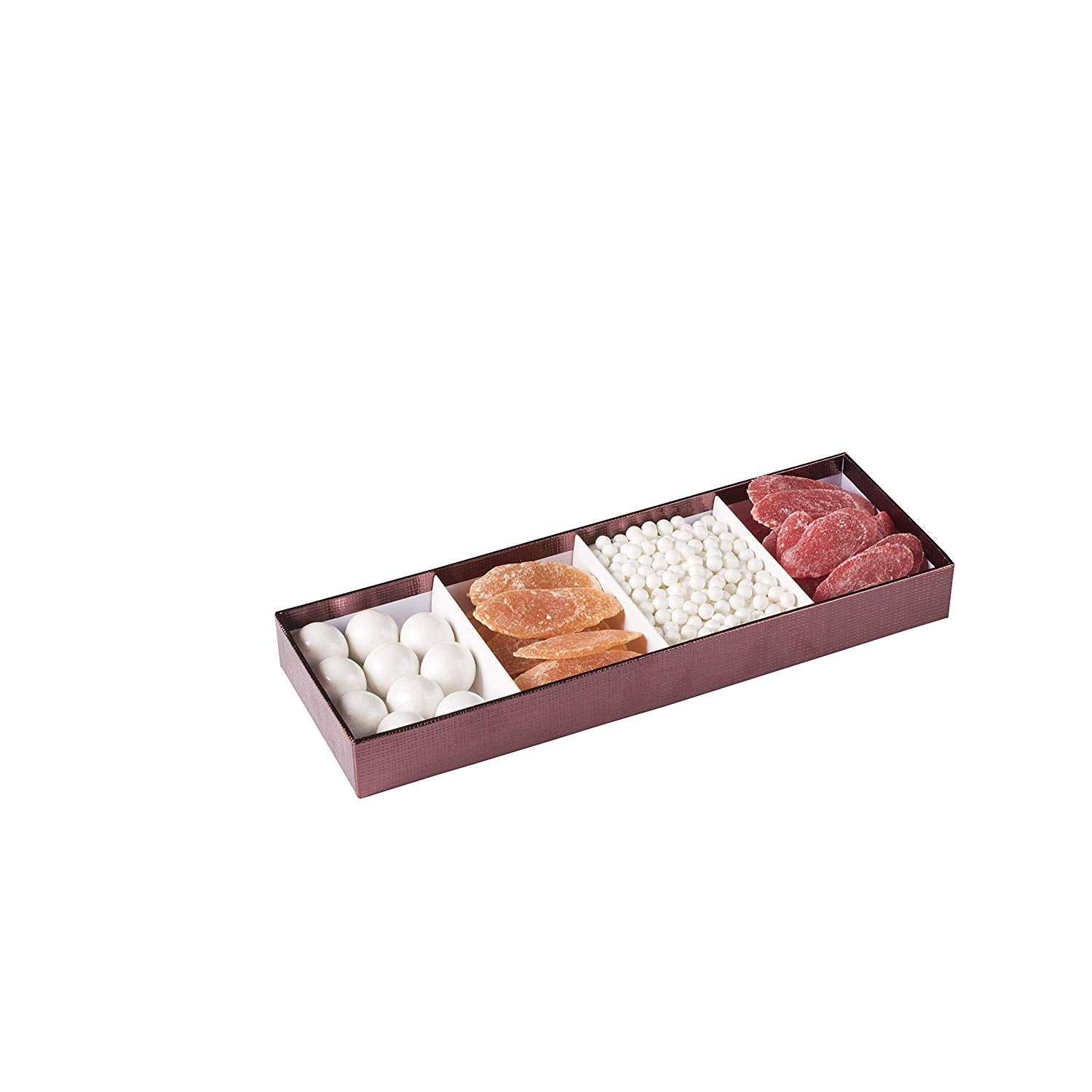 Four Section Maroon Tray  4 Packs Gift Box With Clear Cover 11" X 3.75" X 1.25"