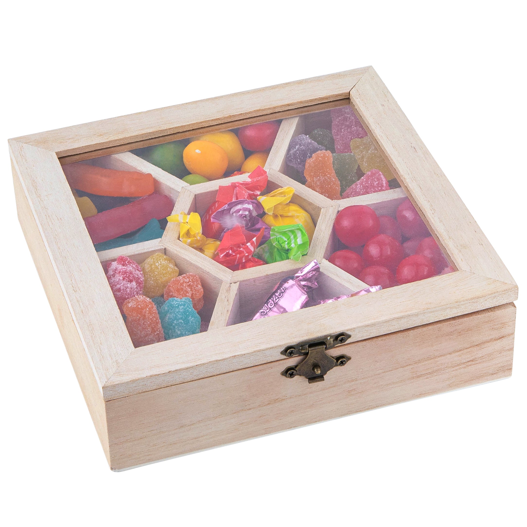 Wooden Sectional Boxes With Lid 2 Pack 7''X7''X2''