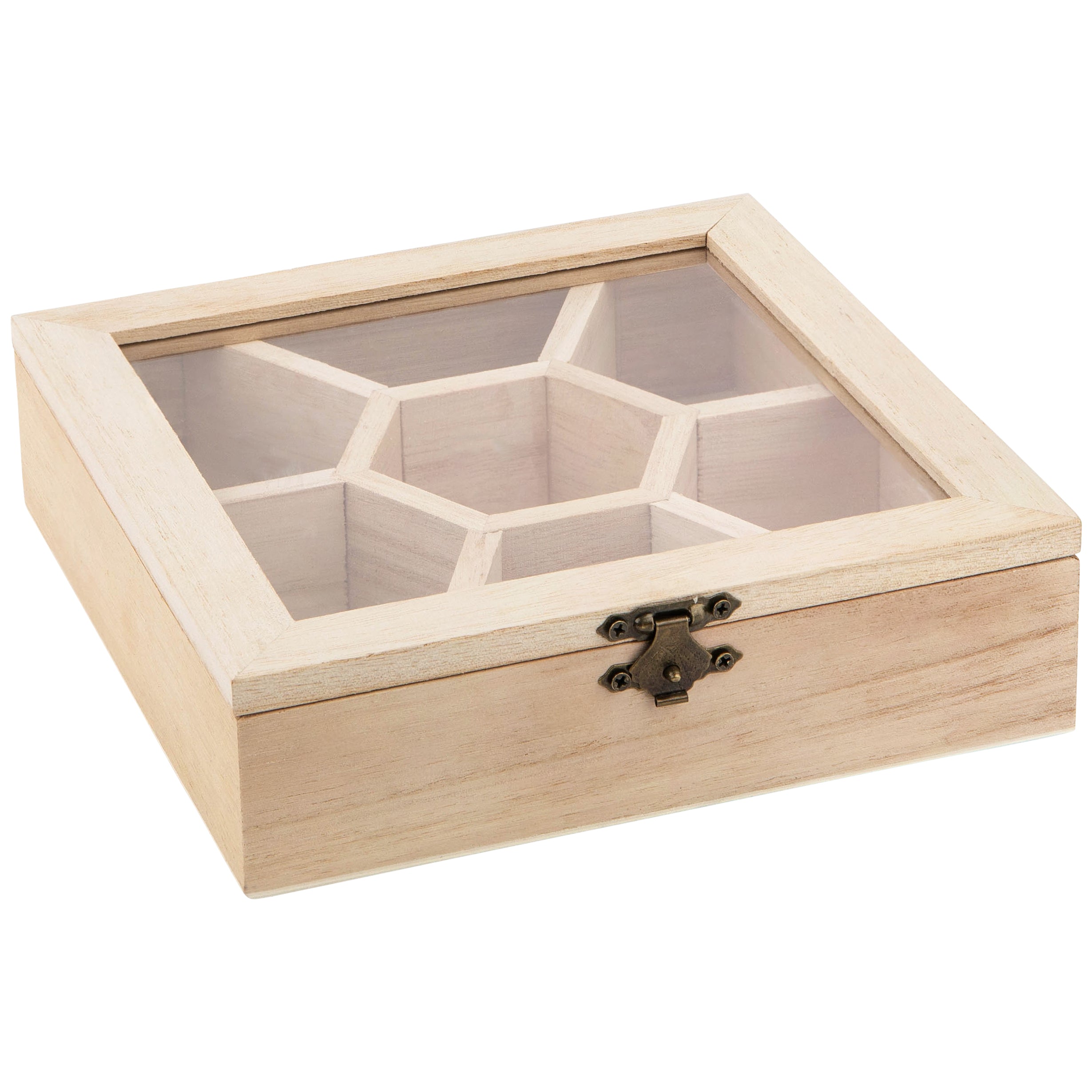 Wooden Sectional Boxes With Lid 2 Pack 7''X7''X2''