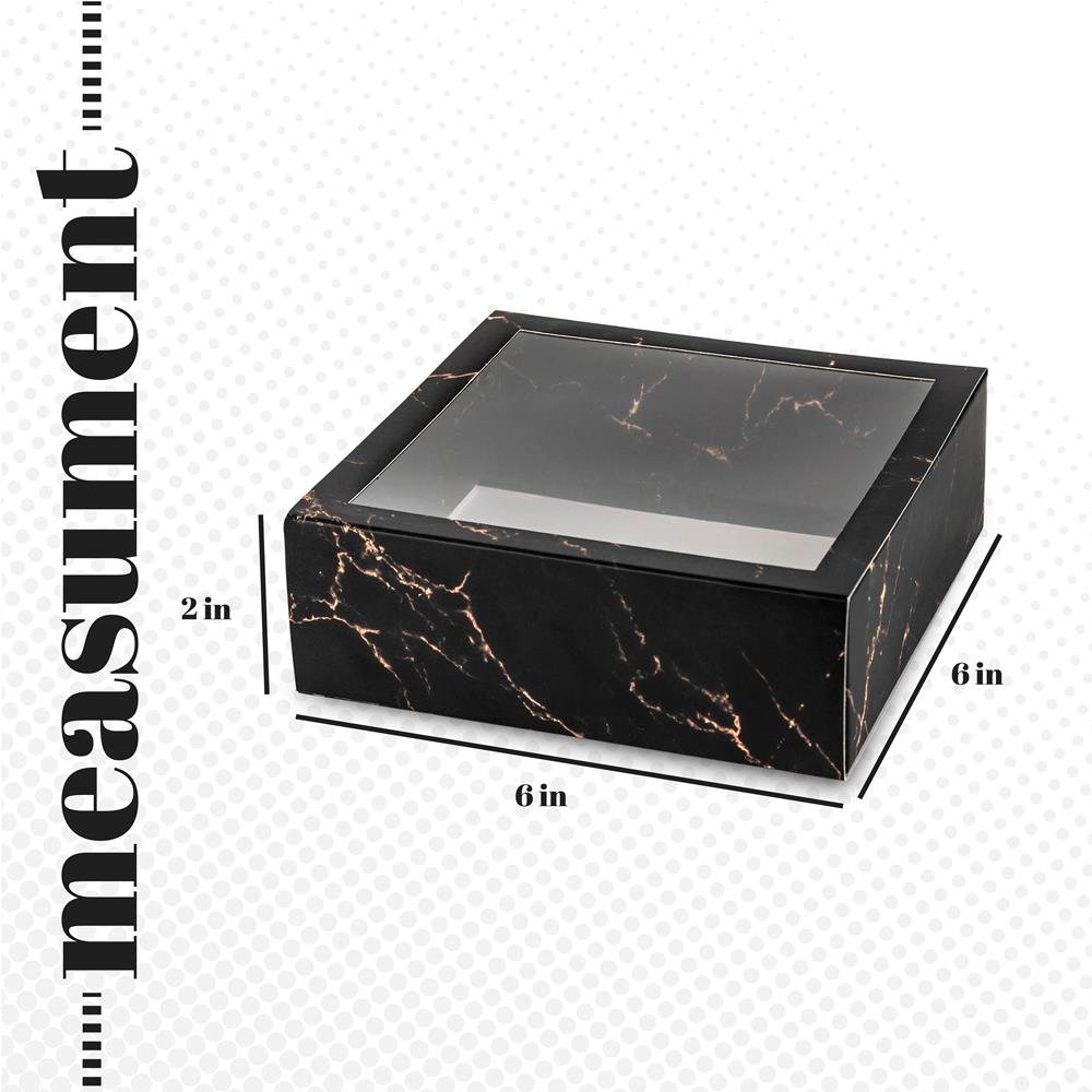 Clear Window Gift Boxes Square Black 6" X 6" X 2" 6 Pack