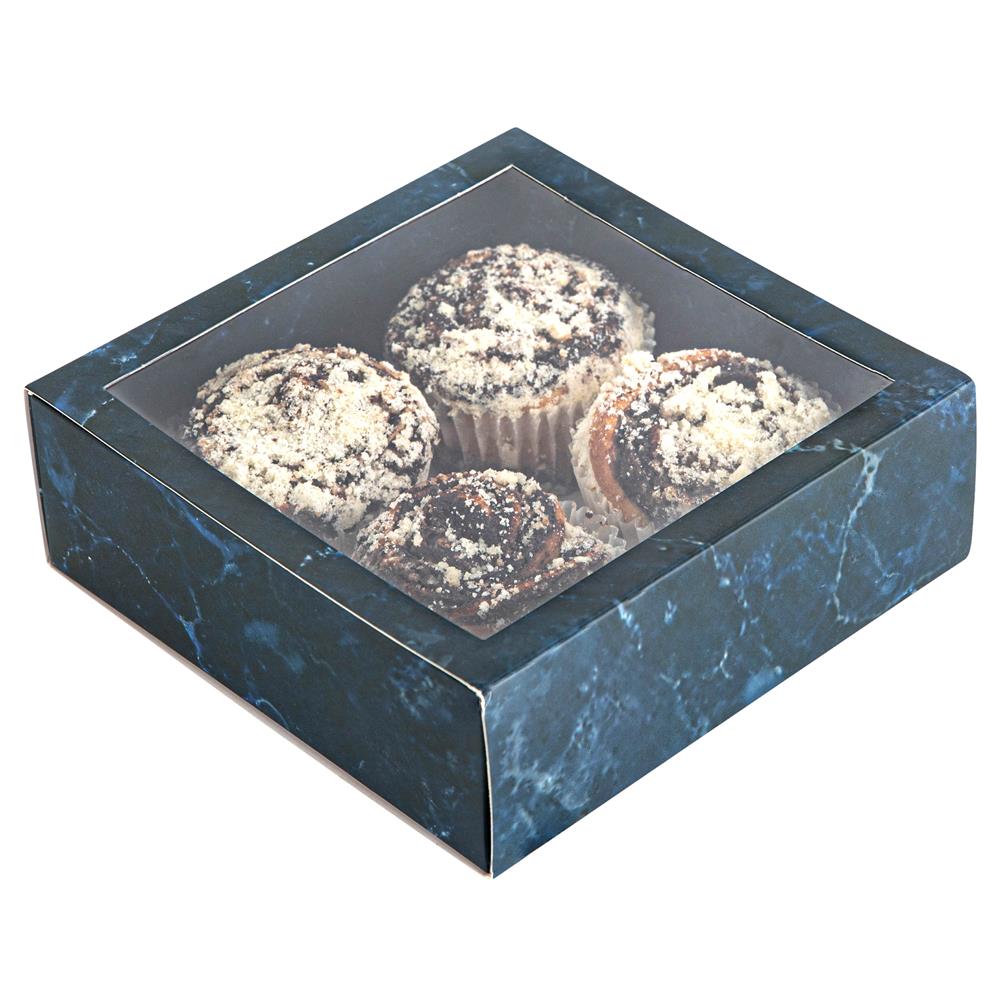 Clear Window Gift Boxes Square Blue 6" X 6" X 2" 6 Pack