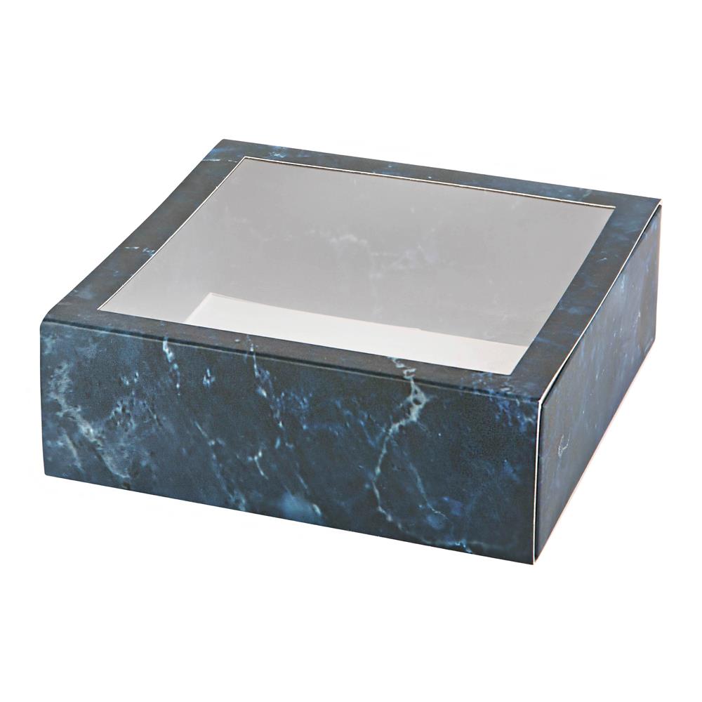 Clear Window Gift Boxes Square Blue 6" X 6" X 2" 6 Pack