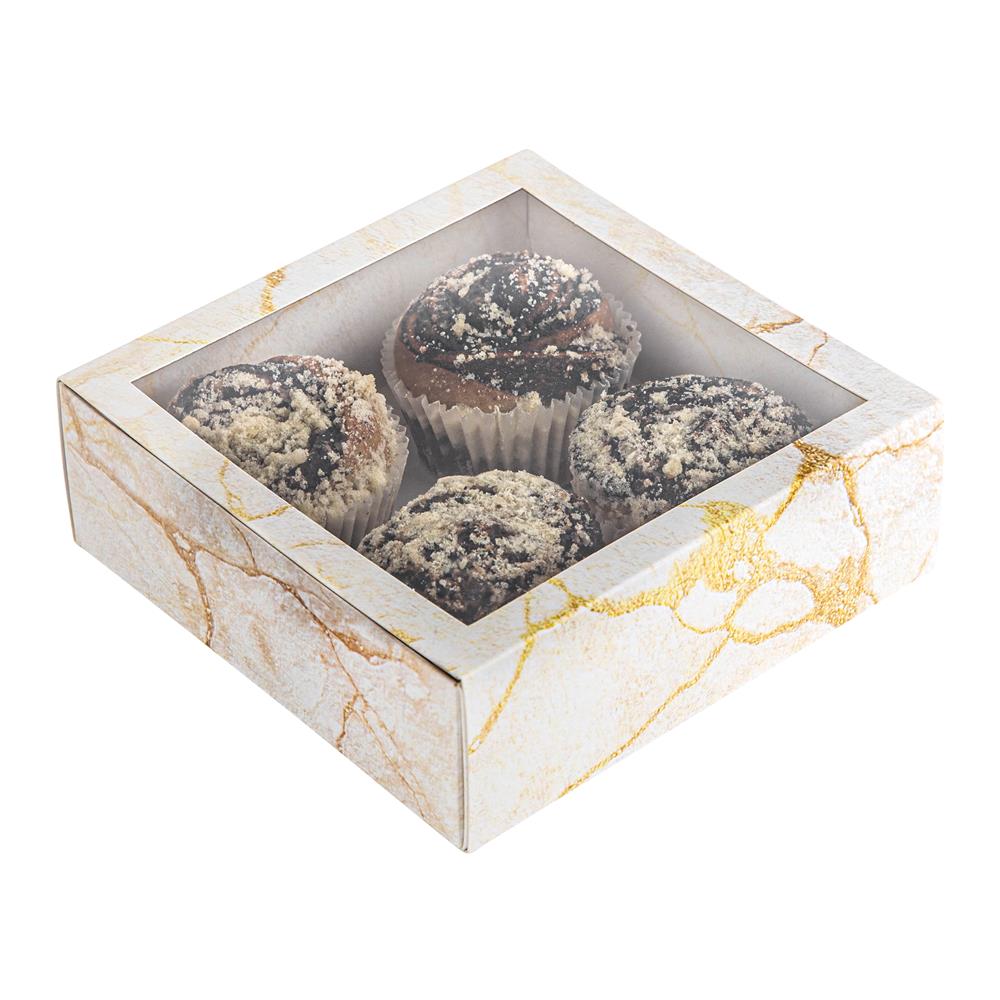 Clear Window Gift Boxes Square Gold 6" X 6" X 2" 6 Pack