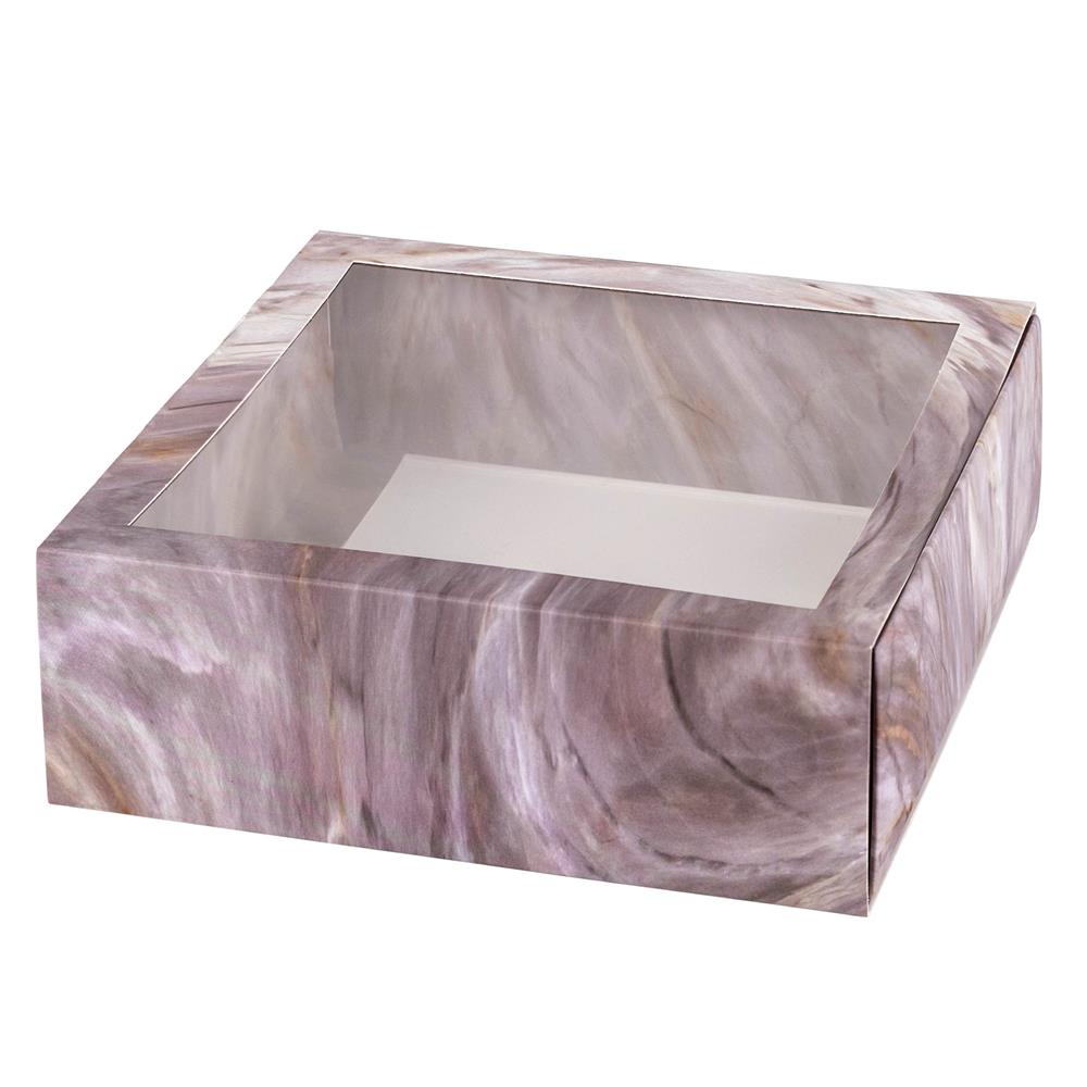 Clear Window Gift Boxes Square Pink 6" X 6" X 2" 6 Pack