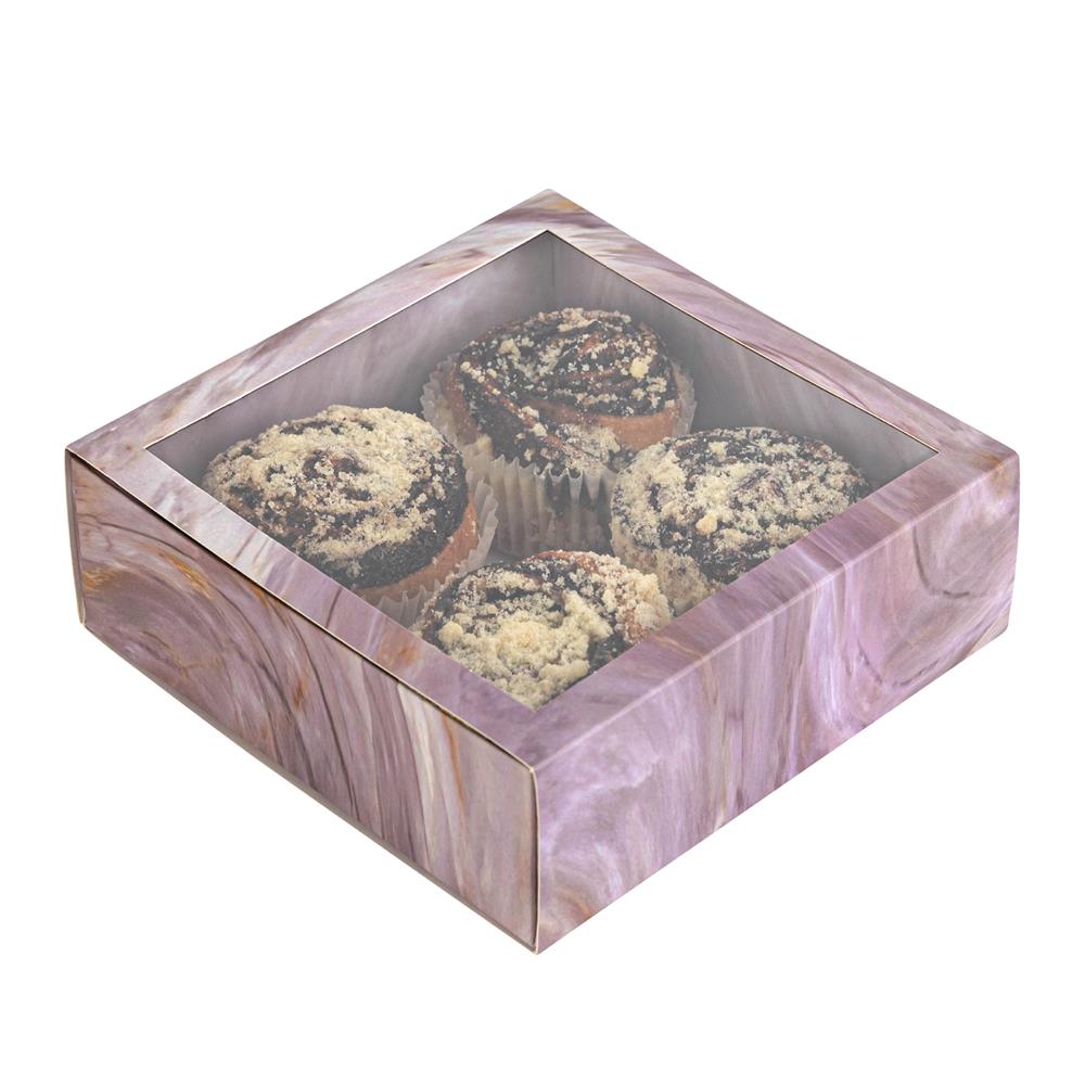 Clear Window Gift Boxes Square Pink 6" X 6" X 2" 6 Pack