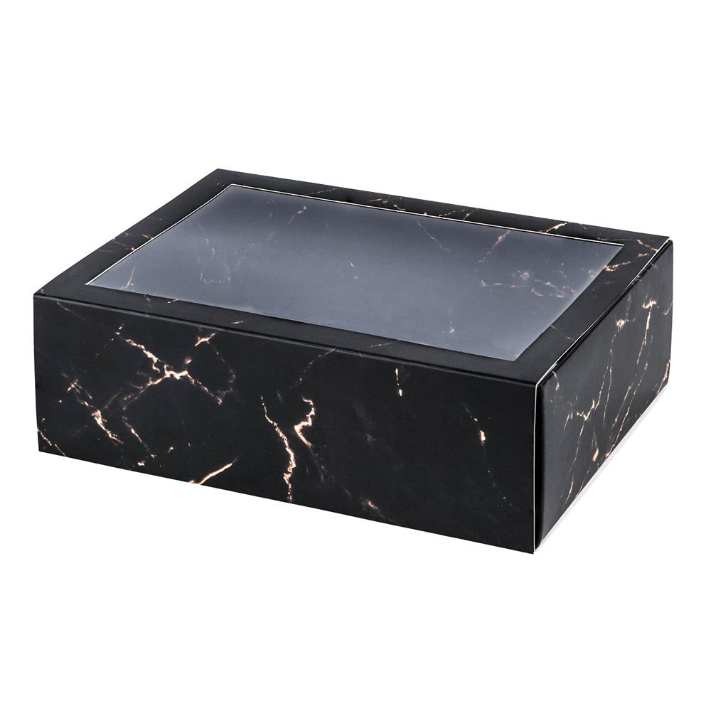 Clear Window Gift Boxes Rectangle Black 7.5" X 5" X 2.5" 6 Pack