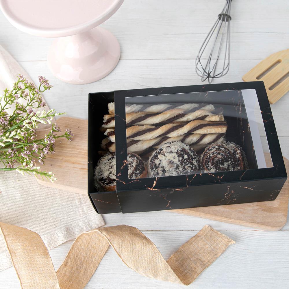 Clear Window Gift Boxes Rectangle Black 7.5" X 5" X 2.5" 6 Pack