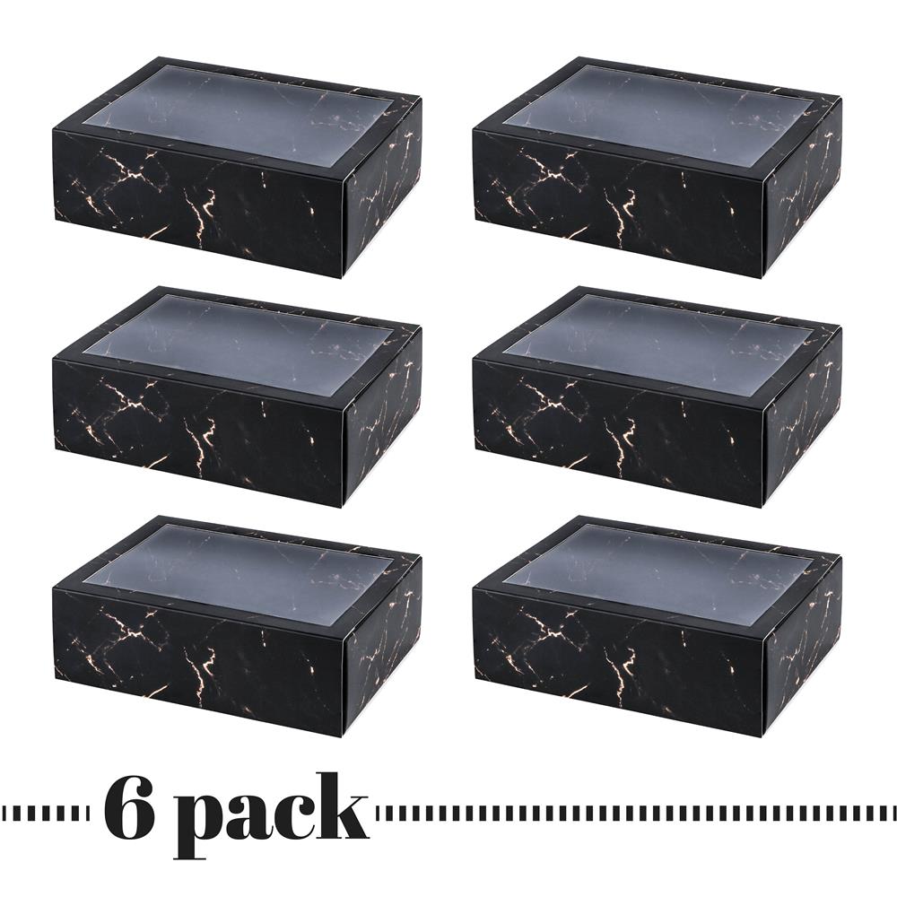 Clear Window Gift Boxes Rectangle Black 7.5" X 5" X 2.5" 6 Pack
