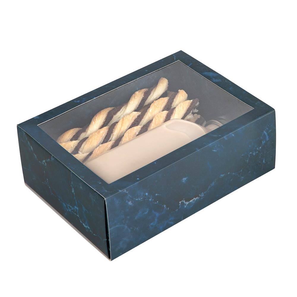 Clear Window Gift Boxes Rectangle Blue 7.5" X 5" X 2.5" 6 Pack