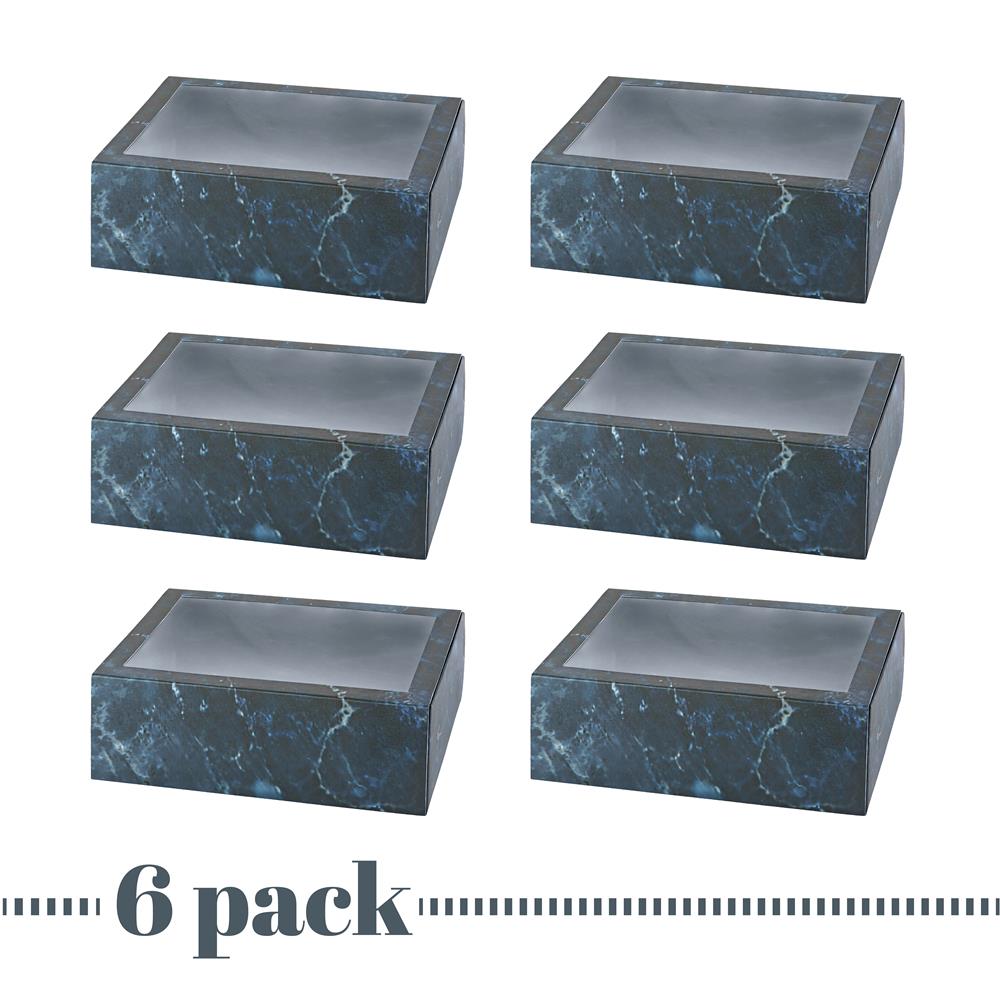 Clear Window Gift Boxes Rectangle Blue 7.5" X 5" X 2.5" 6 Pack