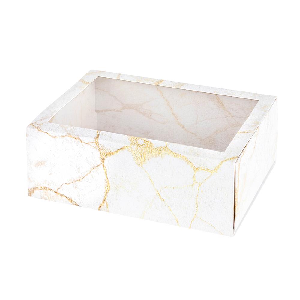 Clear Window Gift Boxes Rectangle Gold 7.5" X 5" X 2.5" 6 Pack