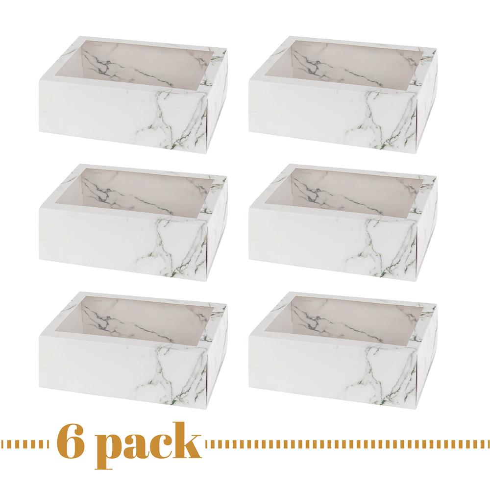 Clear Window Gift Boxes Rectangle Gold 7.5" X 5" X 2.5" 6 Pack