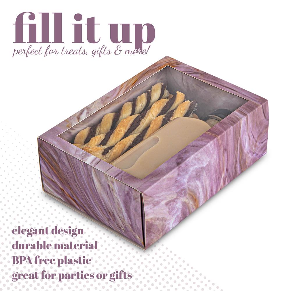 Clear Window Gift Boxes Rectangle Pink 7.5" X 5" X 2.5" 6 Pack