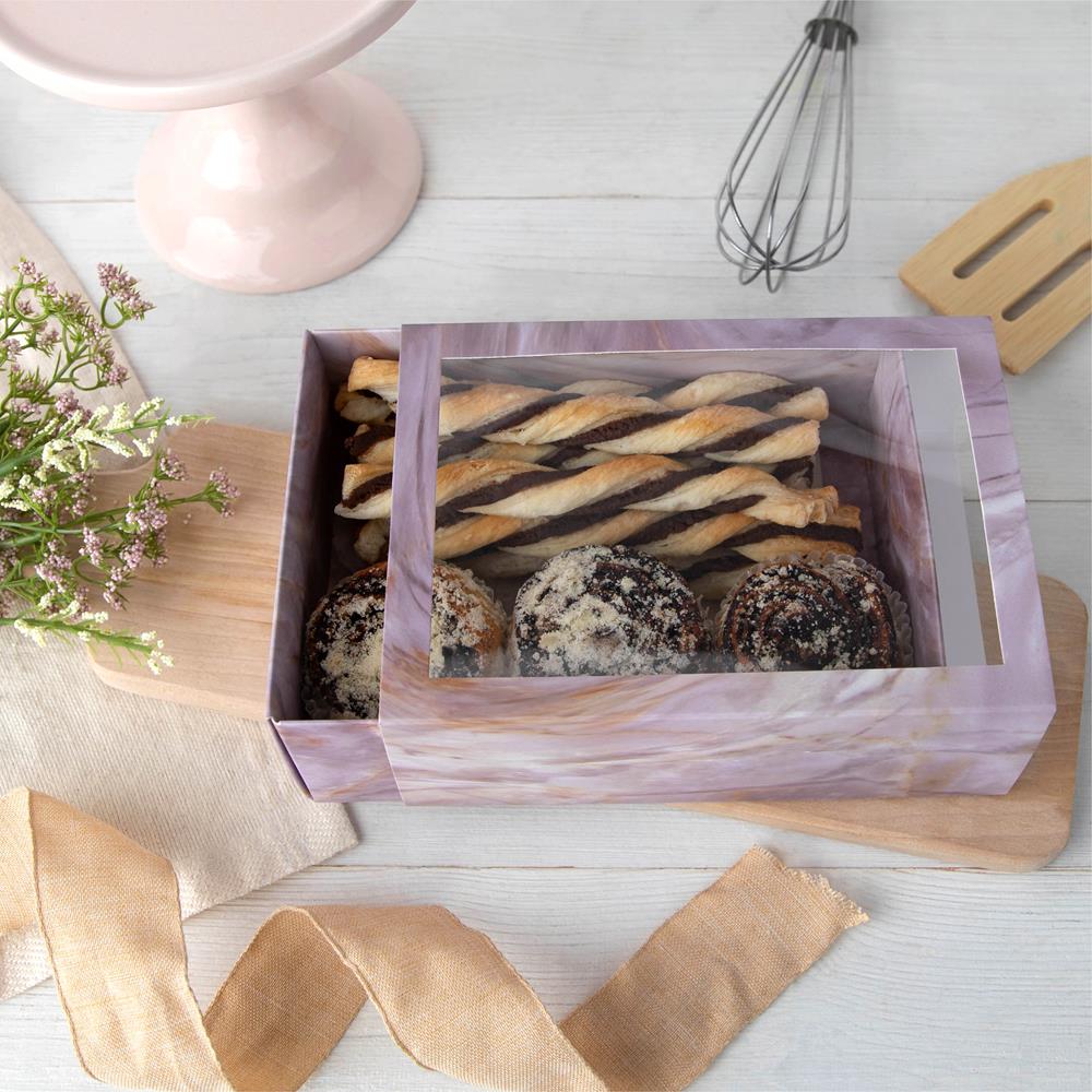 Clear Window Gift Boxes Rectangle Pink 7.5" X 5" X 2.5" 6 Pack