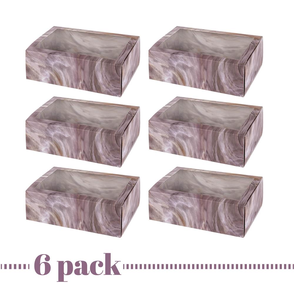 Clear Window Gift Boxes Rectangle Pink 7.5" X 5" X 2.5" 6 Pack