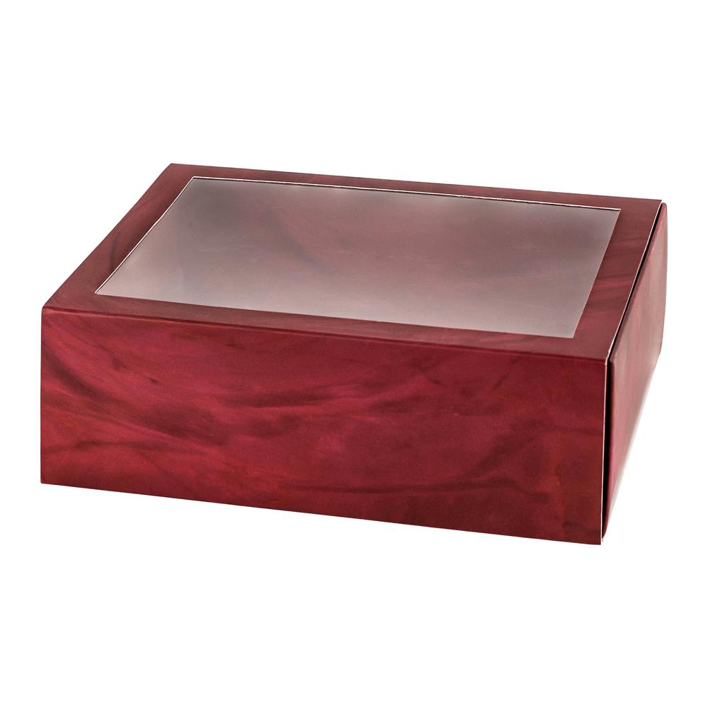 Clear Window Gift Boxes Rectangle Burgundy 7.5" X 5" X 2.5" 6 Pack