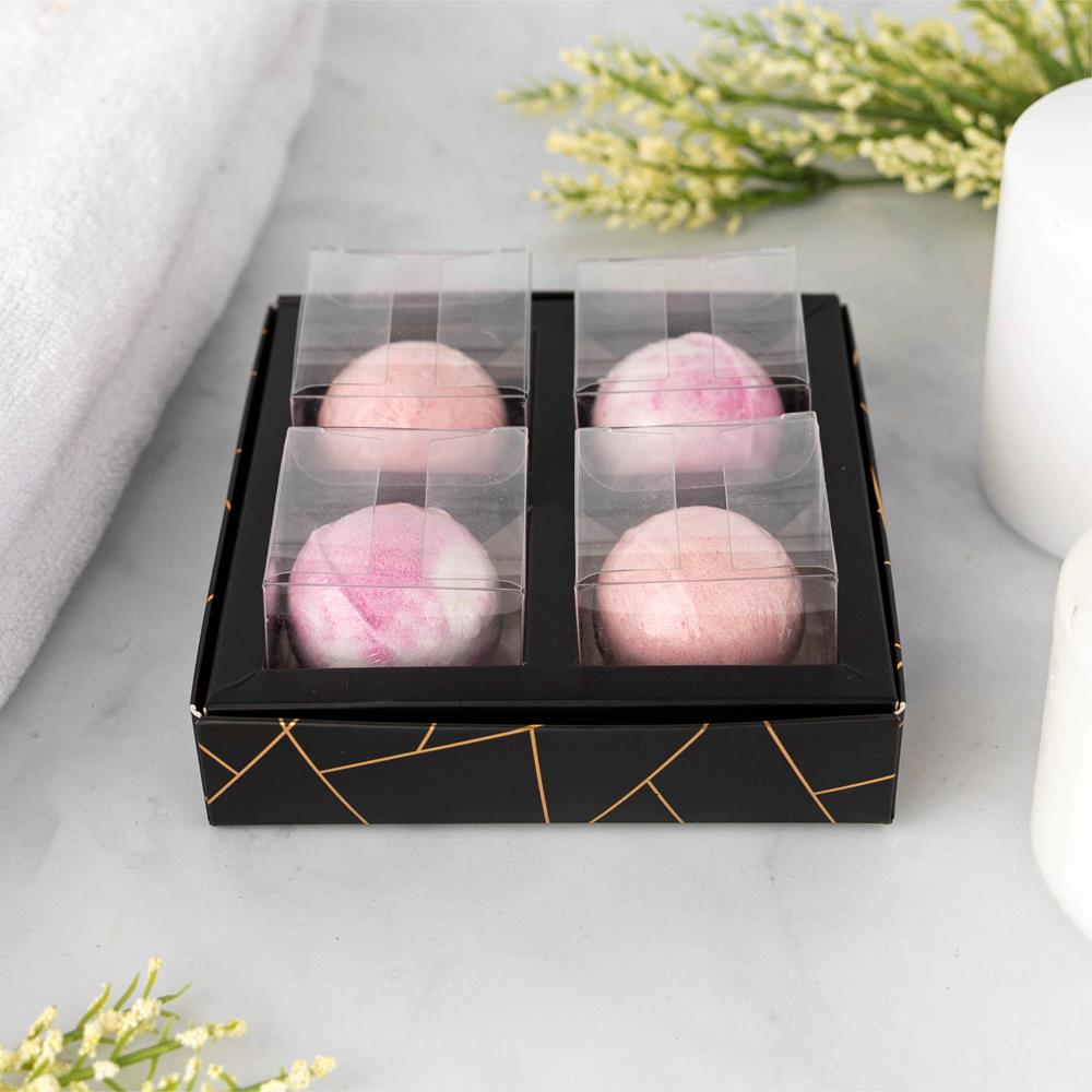 4 Square Shaped Clear Boxes With Square Tray Black 5.4" X 5.45" X 1.2"