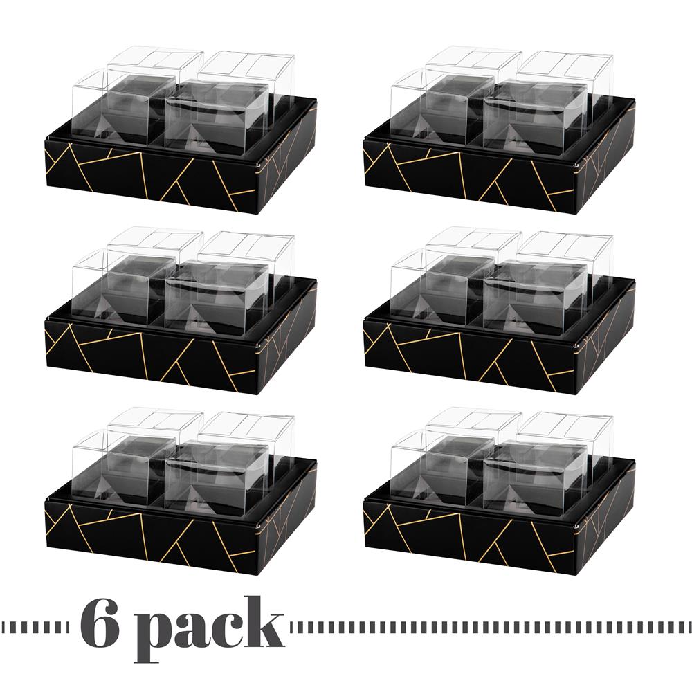 4 Square Shaped Clear Boxes With Square Tray Black 5.4" X 5.45" X 1.2"
