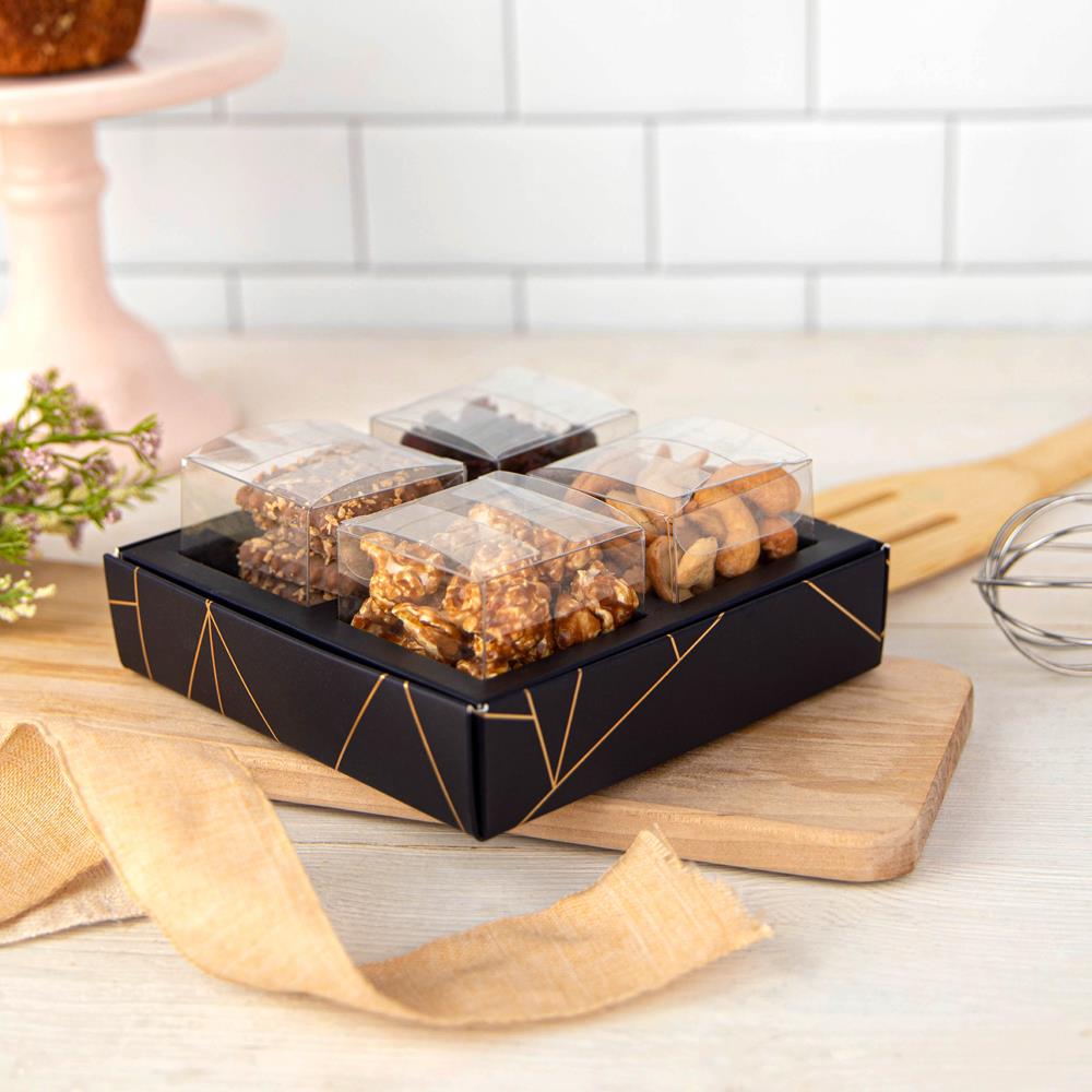 4 Square Shaped Clear Boxes With Square Tray Blue 5.4" X 5.45" X 1.2"