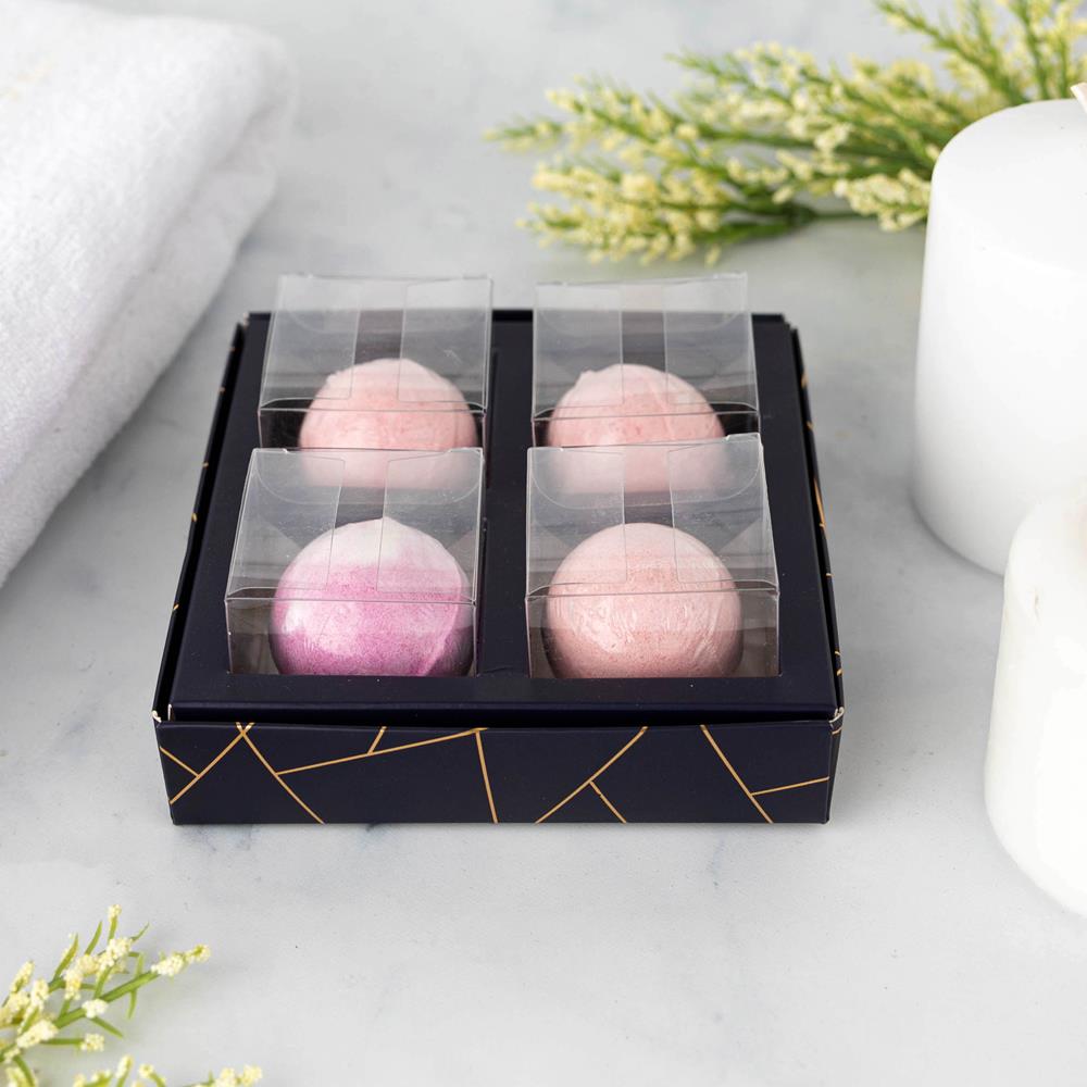 4 Square Shaped Clear Boxes With Square Tray Blue 5.4" X 5.45" X 1.2"