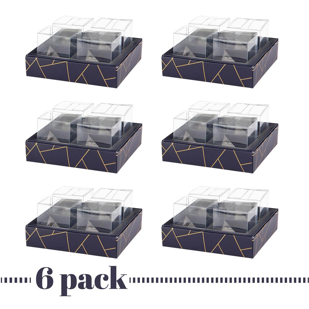 4 Square Shaped Clear Boxes With Square Tray Blue 5.4" X 5.45" X 1.2"